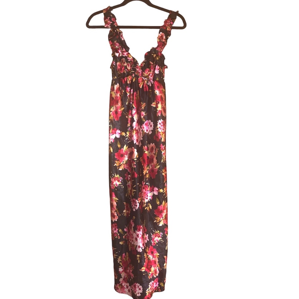 Oscar de La Renta pink label floral satin slip nightgown size medium